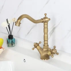 Single Handle Kitchen Faucet Antique Brass One Hole Rotatable Standard Spout/Tall/­High Arc, Brass Antique/COD Kitchen Faucet with Supply Lines / Adjustable to Cold and Hot Water