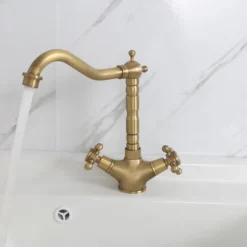 Single Handle Kitchen Faucet Antique Brass One Hole Rotatable Standard Spout/Tall/­High Arc, Brass Antique/COD Kitchen Faucet with Supply Lines / Adjustable to Cold and Hot Water