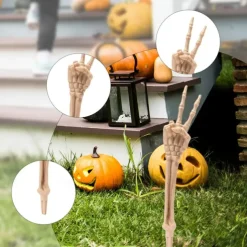 Skeleton Hands Stakes, Skull Arm Stakes, Spooky Garden Ornament for Halloween, Backyard Graveyard Scenes Adding A Horror Atmosphere