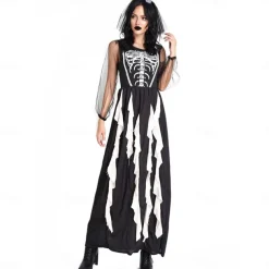 Skeleton Skull Ghostly Bride Devil Halloween Cosplay Costume Party Costume Masquerade Outfits Cosplay Adults' Women's Masquerade Mardi Gras Performance Party Halloween Easy Halloween Costumes Dress Up