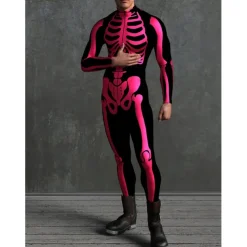 Skeleton Skull Halloween Cosplay Costume Bodysuits Full Body Catsuit Carnival Costume Full Body Suit One Piece Scary Costume Kid's Adults' Men's Women's Masquerade Mardi Gras Party Halloween Easy