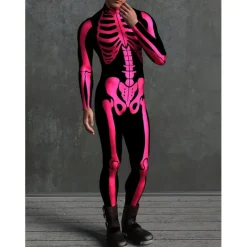 Skeleton Skull Halloween Cosplay Costume Bodysuits Full Body Catsuit Carnival Costume Full Body Suit One Piece Scary Costume Kid's Adults' Men's Women's Masquerade Mardi Gras Party Halloween Easy