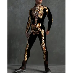 Skeleton Skull Halloween Cosplay Costume Bodysuits Full Body Catsuit Carnival Costume Full Body Suit One Piece Scary Costume Kid's Adults' Men's Women's Masquerade Mardi Gras Party Halloween Easy