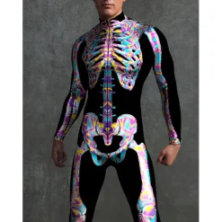 Skeleton Skull Halloween Cosplay Costume Bodysuits Full Body Catsuit Carnival Costume Full Body Suit One Piece Scary Costume Kid's Adults' Men's Women's Masquerade Mardi Gras Party Halloween Easy