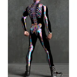 Skeleton Skull Halloween Cosplay Costume Bodysuits Full Body Catsuit Carnival Costume Full Body Suit One Piece Scary Costume Kid's Adults' Men's Women's Masquerade Mardi Gras Party Halloween Easy