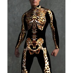 Skeleton Skull Halloween Cosplay Costume Bodysuits Full Body Catsuit Carnival Costume Full Body Suit One Piece Scary Costume Kid's Adults' Men's Women's Masquerade Mardi Gras Party Halloween Easy
