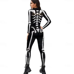 Skeleton Skull Halloween Cosplay Costume Party Costume Bodysuits Carnival Costume Full Body Suit One Piece Scary Costume Kid's Adults' Women's Carnival Masquerade Mardi Gras Performance Party Easy