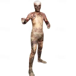 Skeleton Skull Zalgo Monster Halloween Cosplay Costume Bodysuits Carnival Costume Full Body Suit Cosplay Kid's Adults' Men's Boys' Carnival Masquerade Mardi Gras Performance Party Halloween Easy