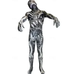 Skeleton Skull Zalgo Monster Halloween Cosplay Costume Bodysuits Carnival Costume Full Body Suit Cosplay Kid's Adults' Men's Boys' Carnival Masquerade Mardi Gras Performance Party Halloween Easy