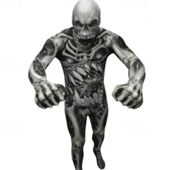 Skeleton Skull Zalgo Monster Halloween Cosplay Costume Bodysuits Carnival Costume Full Body Suit Cosplay Kid's Adults' Men's Boys' Carnival Masquerade Mardi Gras Performance Party Halloween Easy