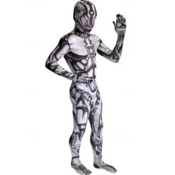 Skeleton Skull Zalgo Monster Halloween Cosplay Costume Bodysuits Carnival Costume Full Body Suit Cosplay Kid's Adults' Men's Boys' Carnival Masquerade Mardi Gras Performance Party Halloween Easy