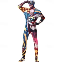 Skeleton Skull Zalgo Monster Halloween Cosplay Costume Bodysuits Carnival Costume Full Body Suit Cosplay Kid's Adults' Men's Boys' Carnival Masquerade Mardi Gras Performance Party Halloween Easy