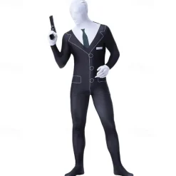 Skeleton Skull Zalgo Monster Halloween Cosplay Costume Bodysuits Carnival Costume Full Body Suit Cosplay Kid's Adults' Men's Boys' Carnival Masquerade Mardi Gras Performance Party Halloween Easy