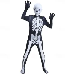 Skeleton Skull Zalgo Monster Halloween Cosplay Costume Bodysuits Carnival Costume Full Body Suit Cosplay Kid's Adults' Men's Boys' Carnival Masquerade Mardi Gras Performance Party Halloween Easy