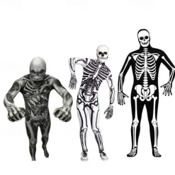 Skeleton Skull Zalgo Monster Halloween Cosplay Costume Bodysuits Carnival Costume Full Body Suit Cosplay Kid's Adults' Men's Boys' Carnival Masquerade Mardi Gras Performance Party Halloween Easy