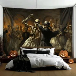 Skeletons Ball Hanging Tapestry Wall Art Large Tapestry Mural Decor Photograph Backdrop Blanket Curtain Home Bedroom Living Room