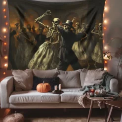 Skeletons Ball Hanging Tapestry Wall Art Large Tapestry Mural Decor Photograph Backdrop Blanket Curtain Home Bedroom Living Room