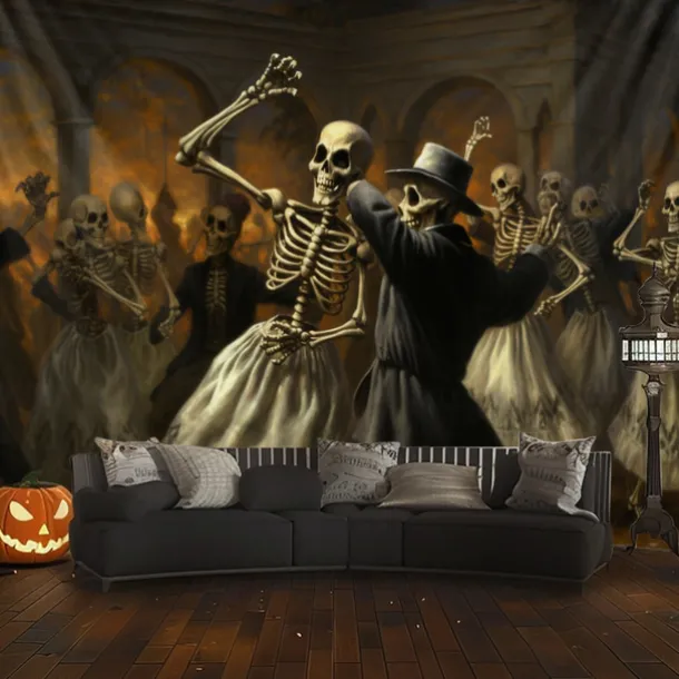 Skeletons Ball Hanging Tapestry Wall Art Large Tapestry Mural Decor Photograph Backdrop Blanket Curtain Home Bedroom Living Room