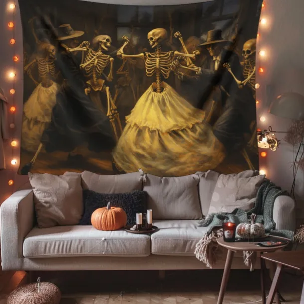 Skeletons Ball Hanging Tapestry Wall Art Large Tapestry Mural Decor Photograph Backdrop Blanket Curtain Home Bedroom Living Room