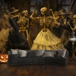 Skeletons Ball Hanging Tapestry Wall Art Large Tapestry Mural Decor Photograph Backdrop Blanket Curtain Home Bedroom Living Room