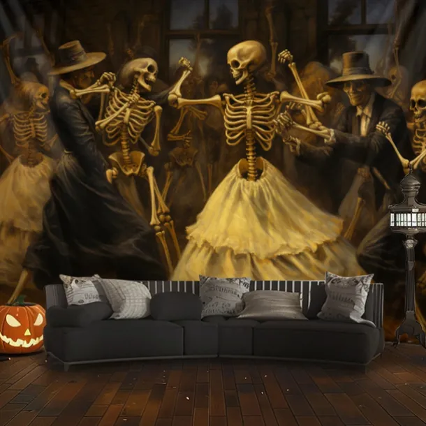 Skeletons Ball Hanging Tapestry Wall Art Large Tapestry Mural Decor Photograph Backdrop Blanket Curtain Home Bedroom Living Room