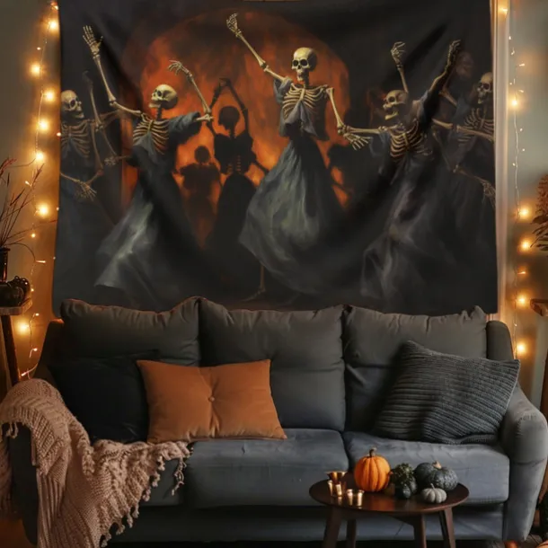 Skeletons Ball Hanging Tapestry Wall Art Large Tapestry Mural Decor Photograph Backdrop Blanket Curtain Home Bedroom Living Room