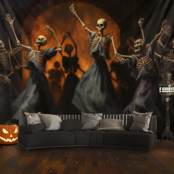 Skeletons Ball Hanging Tapestry Wall Art Large Tapestry Mural Decor Photograph Backdrop Blanket Curtain Home Bedroom Living Room