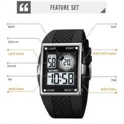 SKMEI 1967 Digital Watch for Men Sport Waterproof Countdown LED Light Electronic Mens Wristwatches Chrono Countdown Reloj Hombre