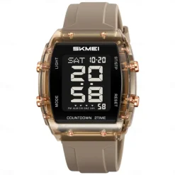 SKMEI 2409 Waterproof Electronic Watch Luxury Outdoor Countdown Stopwatch Digital Wristwatch For Man Women Calendar Led Light Silicone Watch