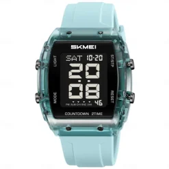 SKMEI 2409 Waterproof Electronic Watch Luxury Outdoor Countdown Stopwatch Digital Wristwatch For Man Women Calendar Led Light Silicone Watch