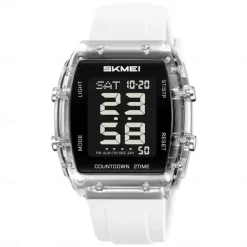 SKMEI 2409 Waterproof Electronic Watch Luxury Outdoor Countdown Stopwatch Digital Wristwatch For Man Women Calendar Led Light Silicone Watch