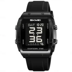 SKMEI 2409 Waterproof Electronic Watch Luxury Outdoor Countdown Stopwatch Digital Wristwatch For Man Women Calendar Led Light Silicone Watch
