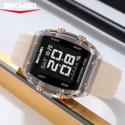 SKMEI 2409 Waterproof Electronic Watch Luxury Outdoor Countdown Stopwatch Digital Wristwatch For Man Women Calendar Led Light Silicone Watch