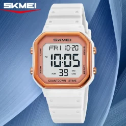 SKMEI Ins Wind Square Multi functional Waterproof Electronic Watch for Male and Female Students