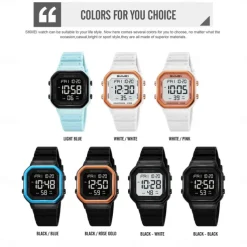 SKMEI Ins Wind Square Multi functional Waterproof Electronic Watch for Male and Female Students