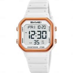SKMEI Ins Wind Square Multi functional Waterproof Electronic Watch for Male and Female Students