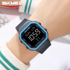 SKMEI Ins Wind Square Multi functional Waterproof Electronic Watch for Male and Female Students