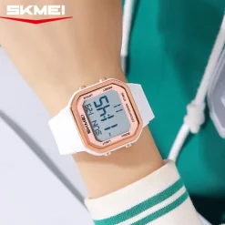 SKMEI Ins Wind Square Multi functional Waterproof Electronic Watch for Male and Female Students
