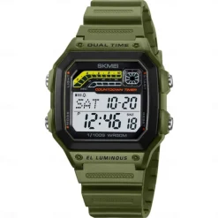 SKMEI Men Digital Watch Fashion Casual Business Wristwatch Luminous Stopwatch Alarm Clock Countdown Steel TPU Watch