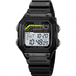 SKMEI Men Digital Watch Fashion Casual Business Wristwatch Luminous Stopwatch Alarm Clock Countdown Steel TPU Watch
