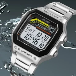 SKMEI Men Digital Watch Fashion Casual Business Wristwatch Luminous Stopwatch Alarm Clock Countdown Steel TPU Watch