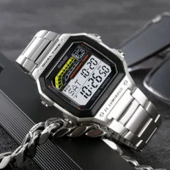 SKMEI Men Digital Watch Fashion Casual Business Wristwatch Luminous Stopwatch Alarm Clock Countdown Steel TPU Watch