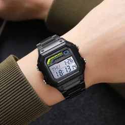 SKMEI Men Digital Watch Fashion Casual Business Wristwatch Luminous Stopwatch Alarm Clock Countdown Steel TPU Watch