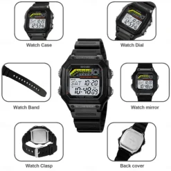 SKMEI Men Digital Watch Fashion Casual Business Wristwatch Luminous Stopwatch Alarm Clock Countdown Steel TPU Watch