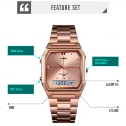 SKMEI Men Digital Watch Fashion Casual Wristwatch Stopwatch Calendar Date Week Waterproof Steel Watch