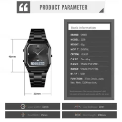 SKMEI Men Digital Watch Fashion Casual Wristwatch Stopwatch Calendar Date Week Waterproof Steel Watch
