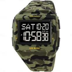 SKMEI Men Digital Watch Outdoor Sports Fashion Wristwatch Luminous Stopwatch Alarm Clock Countdown TPU Watch
