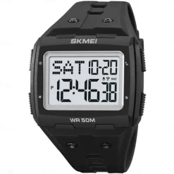 SKMEI Men Digital Watch Outdoor Sports Fashion Wristwatch Luminous Stopwatch Alarm Clock Countdown TPU Watch