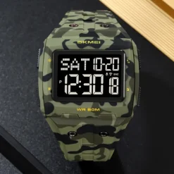 SKMEI Men Digital Watch Outdoor Sports Fashion Wristwatch Luminous Stopwatch Alarm Clock Countdown TPU Watch