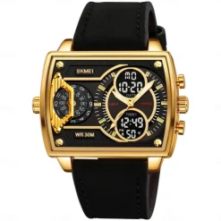 SKMEI Men Digital Watch Outdoor Sports Fashion Wristwatch Luminous Stopwatch Alarm Clock Countdown Steel Leather Watch